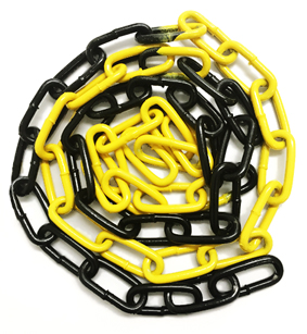 6mm x 42mm Coloured Epoxy Coated Electro-Galvanised Steel Welded Barrier Chain - Yellow / Black 